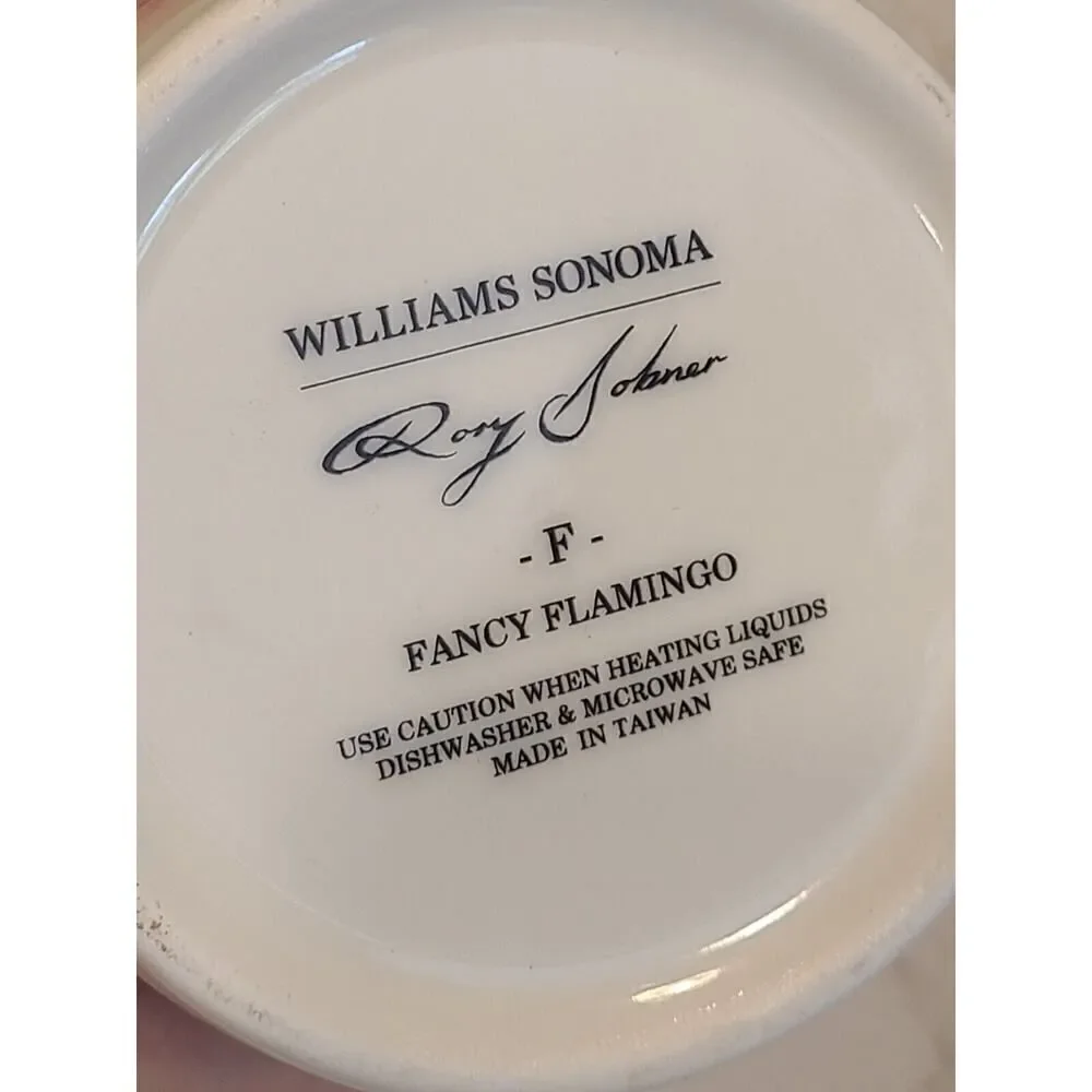 Williams Sonoma 'F' Initial Monogram Rory Dobner Art Mug Fancy Flamingo 19oz EUC